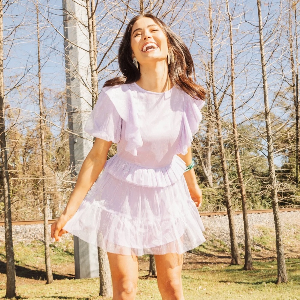 Queen of Sparkles Lavender Tulle Apron Dress